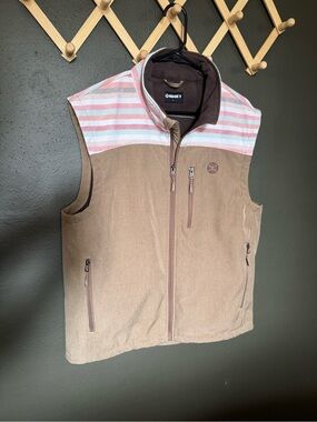 Hooey Tan Vest with Colorful Stripe Yoke